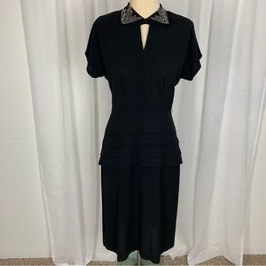Vintage 1940’s beaded collar black dress with peplum